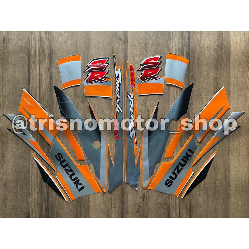 STIKER STRIPING SMASH SR 2005 ORANGE OREN STICKER SUZUKI SMASH BODY MOTOR STANDAR BERKUALITAS TERLAR