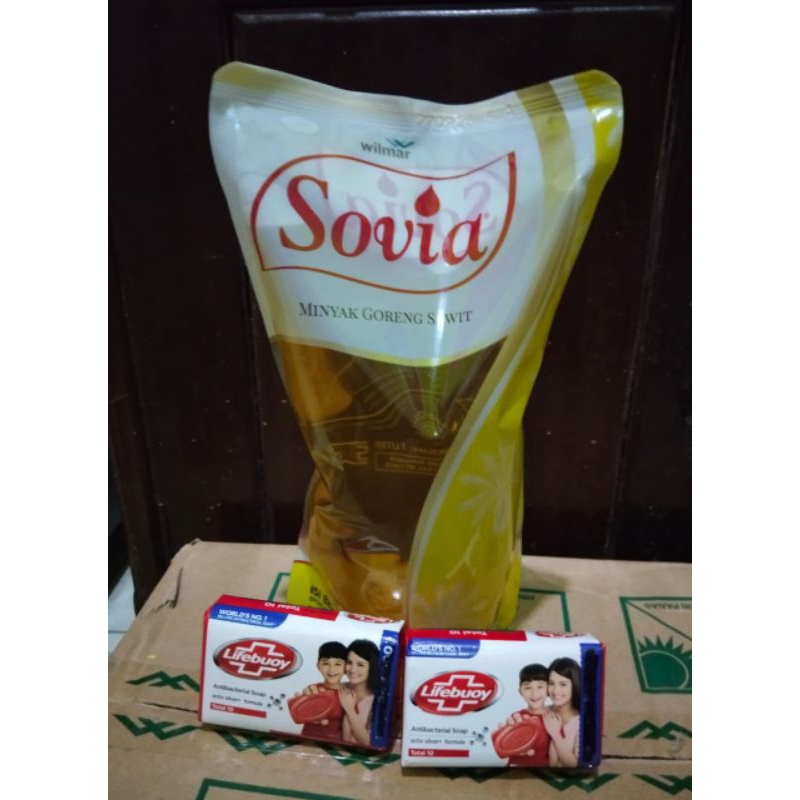 

paket bundling minyak sovia 1L+lifebuoy 75g 3pcs