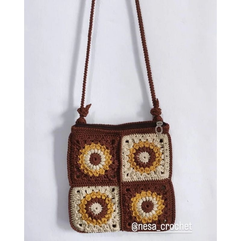 Sling bag Granny square crochet|| tas selempang rajut Granny square