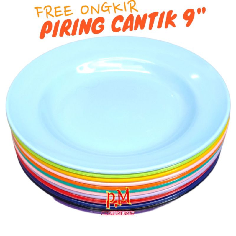 ( PAKET HEMAT ) 6 PCS PIRING MAKAN CANTIK ASLI MELAMIN | 6Pcs PIRING 23 CM PIRING MAKAN