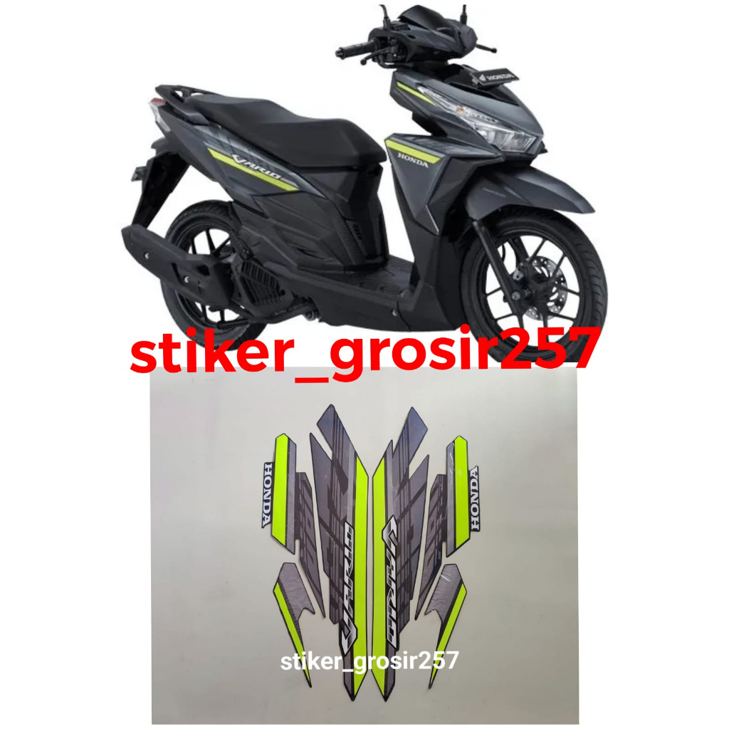 STIKER STRIPING LIS LES BODY HONDA VARIO TECHNO 125 LED 2017 ABU HITAM HIJAU