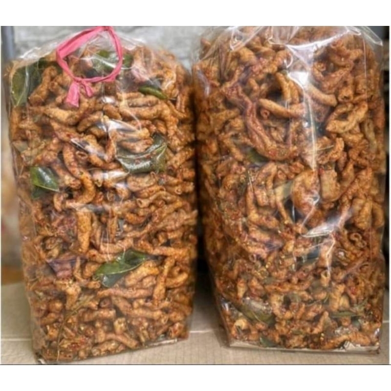 

kripik usus pedas daun. jeruk 500gr