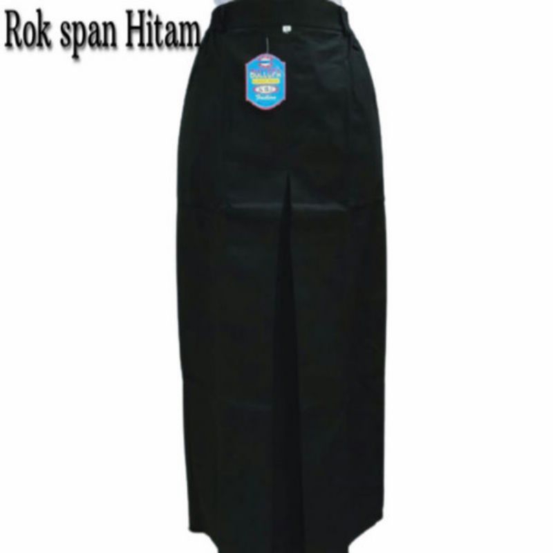 Rok span hitam panjang sekolah SMP/SMA model span belah tengah depan