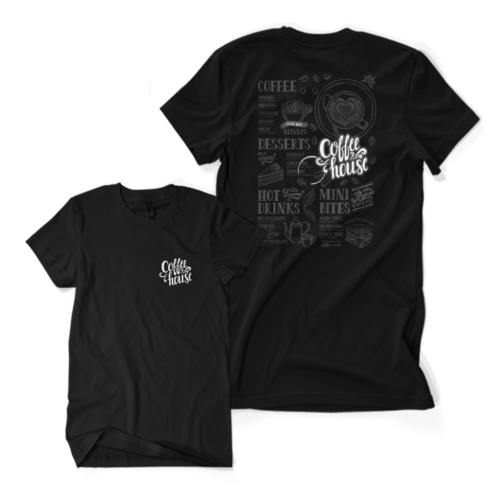 Kaos Pria Premium COFFEE HOUSE - Baju Barista Cafe Kopi Warkop Unisex Dewasa