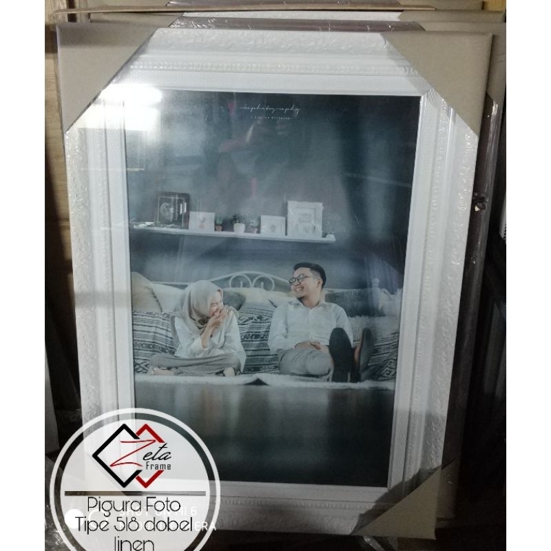 pesanan request lompongan frame tipe 518 putih dobel linen uk. 12RS
