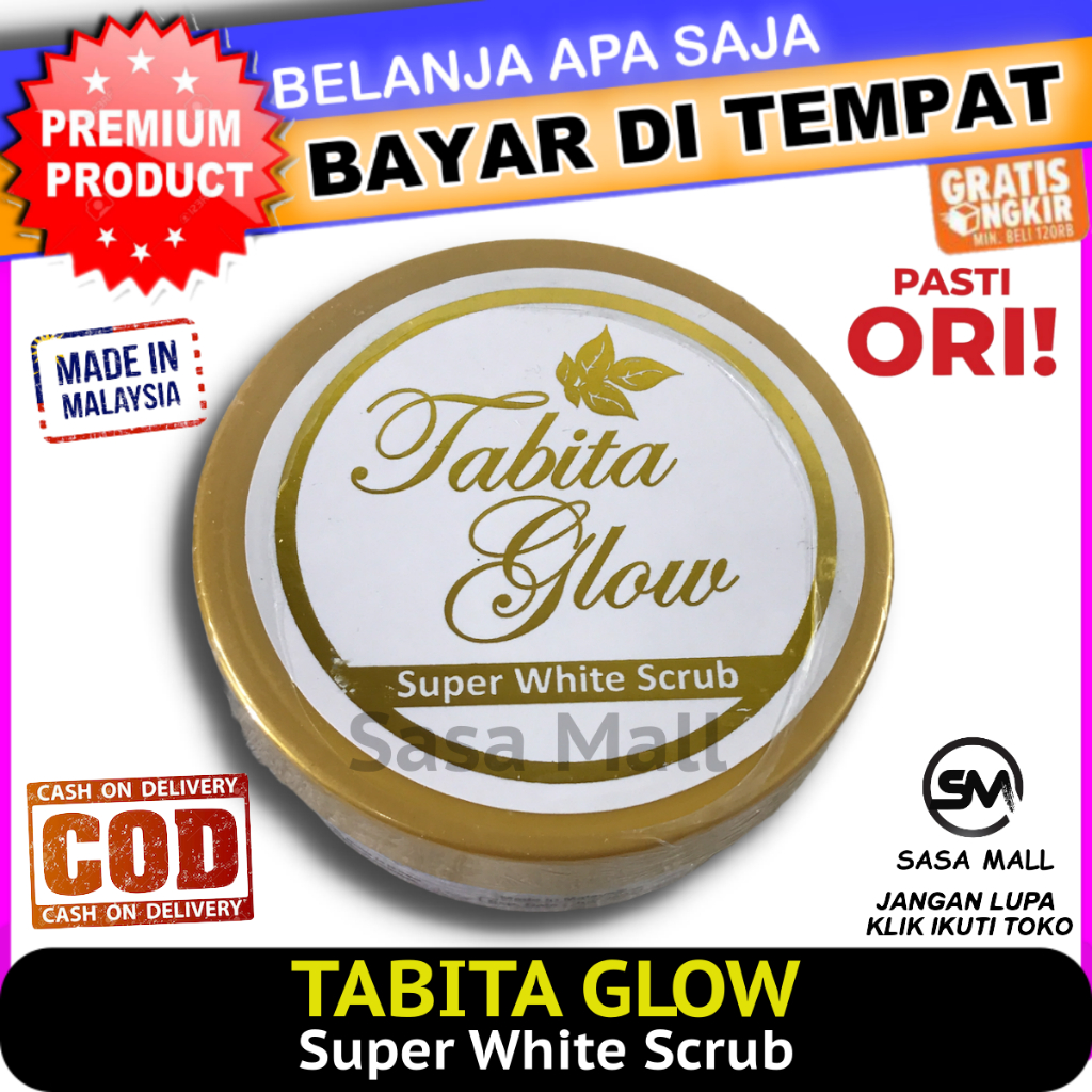 Glow Glowing Super White Body Scrub (Pot Emas) Bibit Lulur Skrub Untuk Seluruh Tubuh Memutihkan, Men