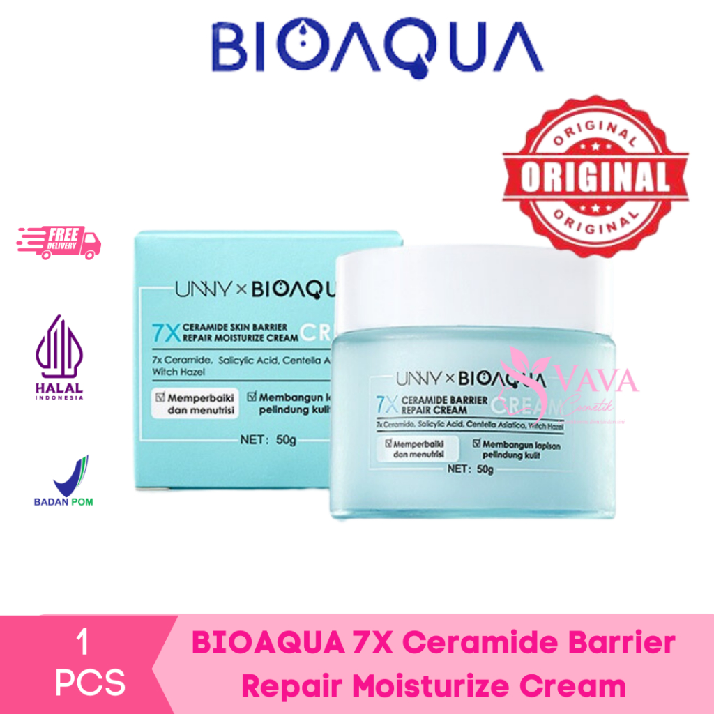 BIOAQUA 7X Ceramide Skin Barrier Repair Moisturizer Cream 50g Pelembab Wajah Cream Pemutih Wajah Day