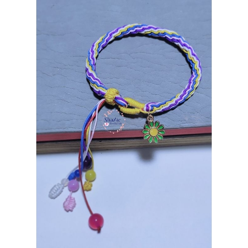 Manik manik batu alam gelang tali warna warni rumbai kepang gaya korea