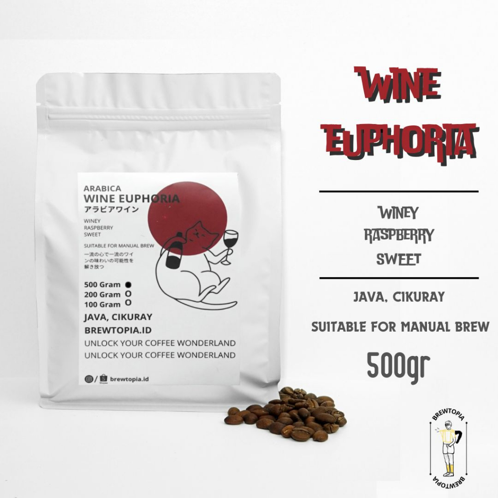

BREWTOPIA Kopi Arabika Wine Java Preanger Roast Beans Manual Brew 500 Gram Biji Bubuk - Wine Euphoria