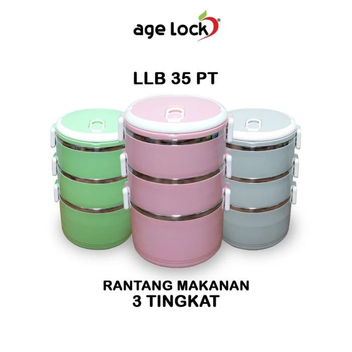 Rantang Kotak Makan Age Lock Lunch Box 3 Susun Multifungsi Age Lock LLB 35 PT