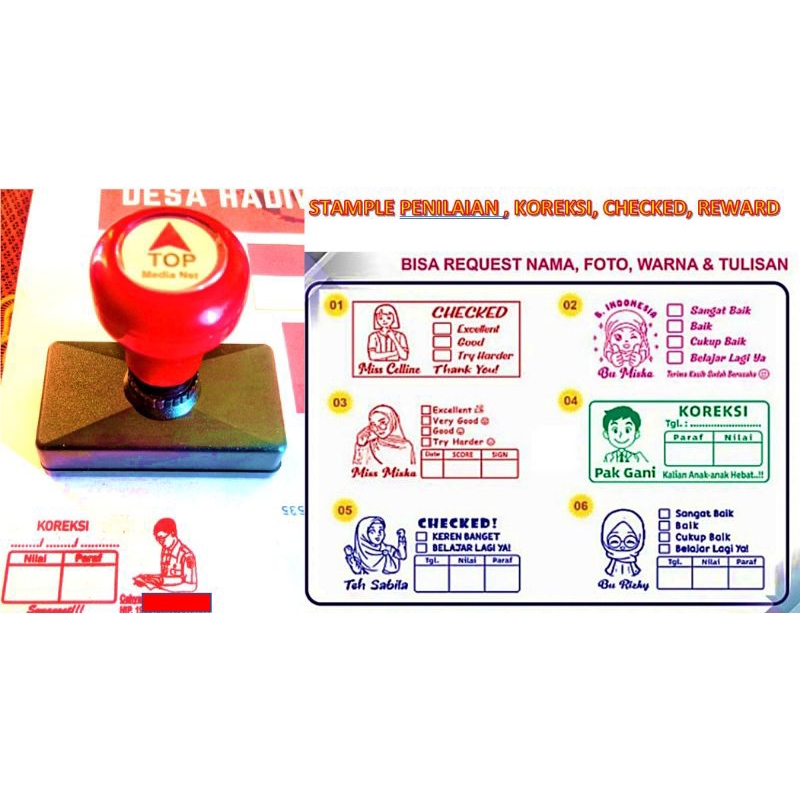 

STEMPEL OTOMATIS TANPA BANTALAN : Nilai guru / Penilaian / Koreksi / Checked /Reward
