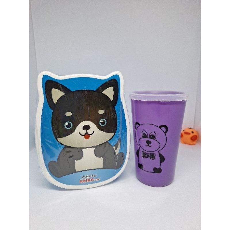 SET KOTAK MAKAN + BOTOL MINUM ANAK LUCU ANIMAL KARAKTER