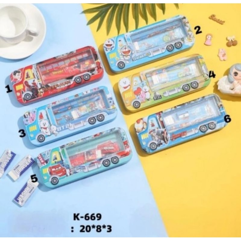 

SJS kotak pensil kaleng 2susun set timbul 8X20/tempat pensil/tepak- K669