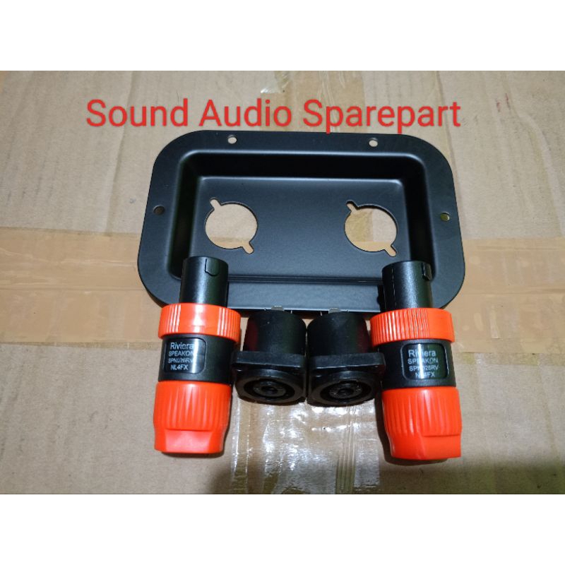 Satu Set Plat Spikon / Spicon Komplit.. plat besi + Jack spicon +soket spicon ( OREN )