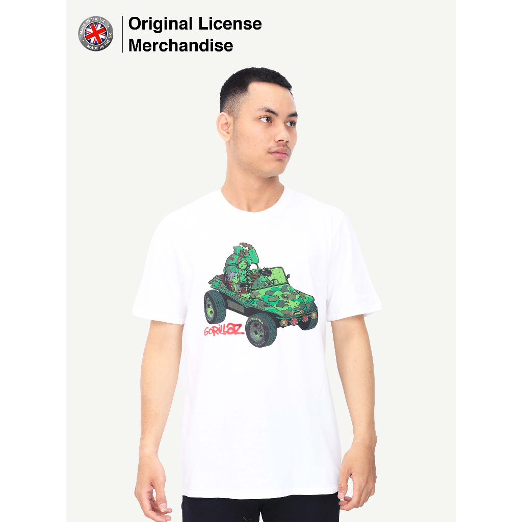 Kaos Baju Dewasa Pria Cowok Casual Import Katun Motif Premium Band Musik GORILLAZ Original Green Jee