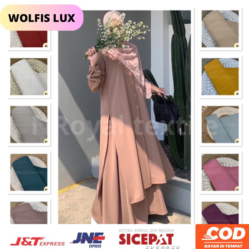 kain wolfis lux premium wolpeach meteran polos tebal dan lembut