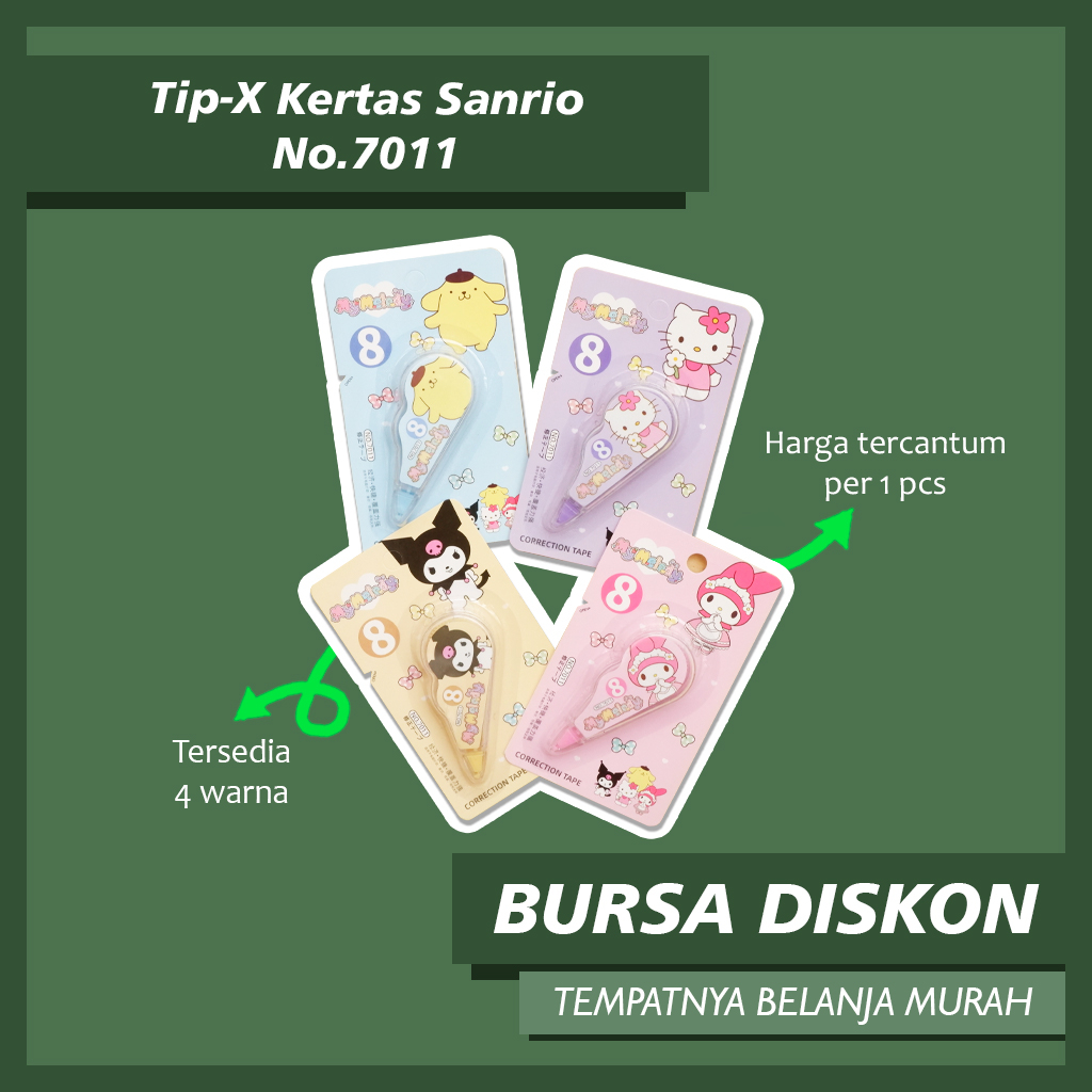 

Tip-X Kertas Sanrio No.7011 Correction Tape Roll Tipe x Tipex Tip x Tip-ex Pita Penghapus Pulpen