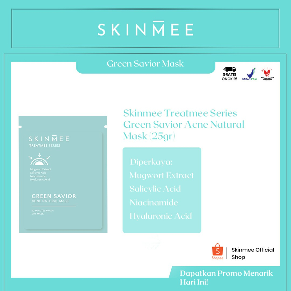 SKINMEE - TREATMEE SERIES GREEN SAVIOR ACNE NATURAL MASK (25gr)