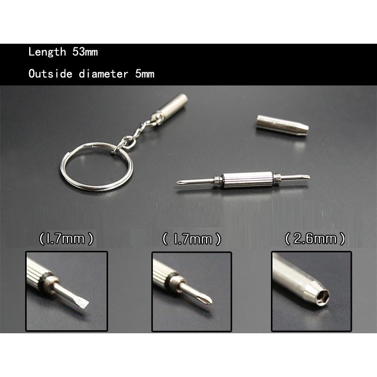 GANTUNGAN KUNCI OBENG MINI 3 IN 1 PLUS MINUS EMERGENCY SCREW DRIVER KEYCHAIN REPARASI KACAMATA