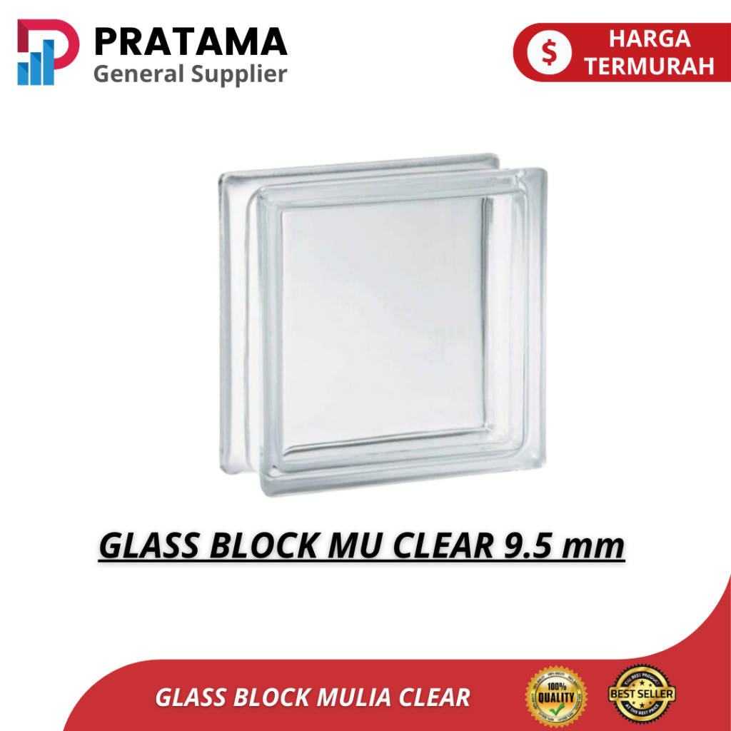 GLASS BLOCK Dinding Merk MULIA clear - Blok Kaca - Roster Kaca 9.5cm | surabaya