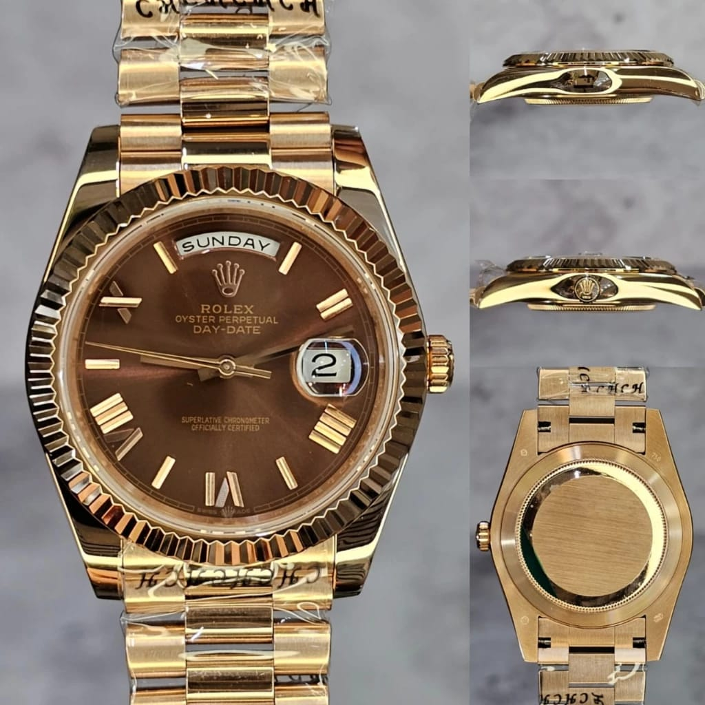 Rolex Automatic Pria Daydate Aktif Jam Otomatis Rolex Cowok Full Stainless Rose Gold Free Box Ori In
