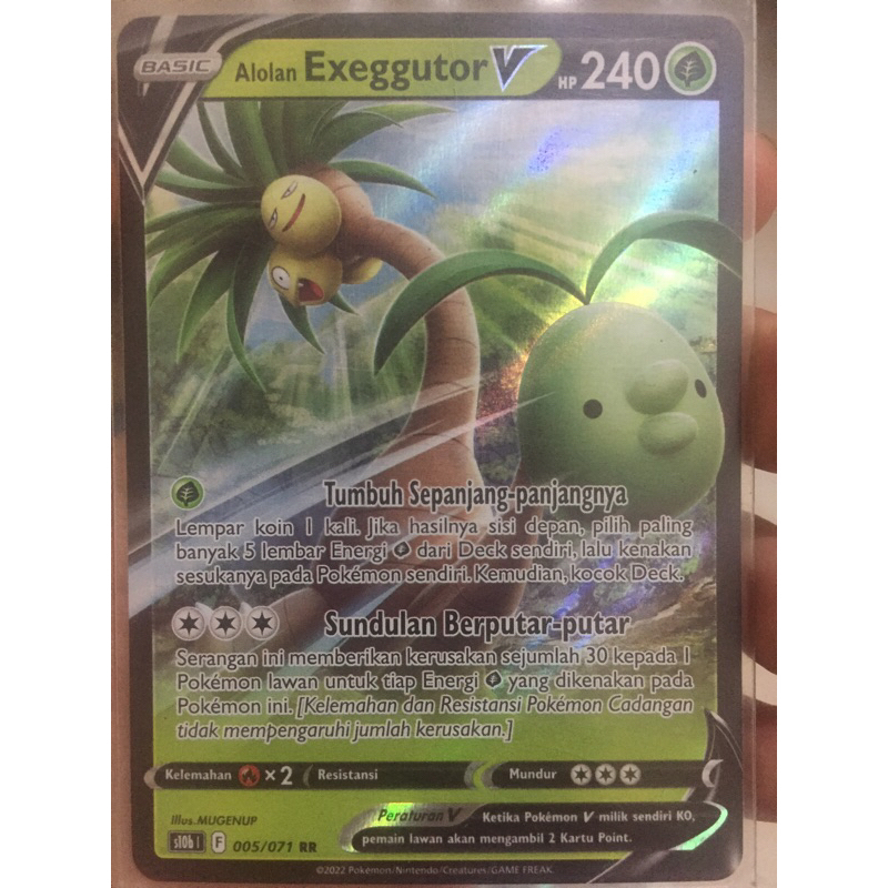 KARTU POKEMON ALOLAN EXEGGUTOR V RR INDONESIA HOLO