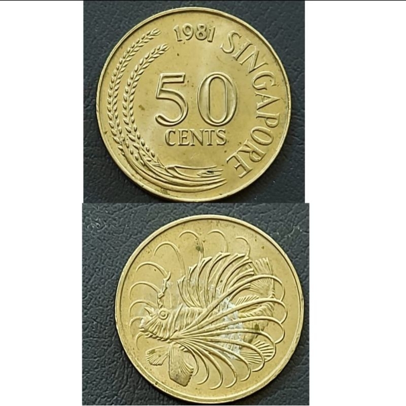 Koin Asing Negara Series Terbaru Singapore/Singapura 50 Sen 1981 Kondisi Koin Bersih Original 100%