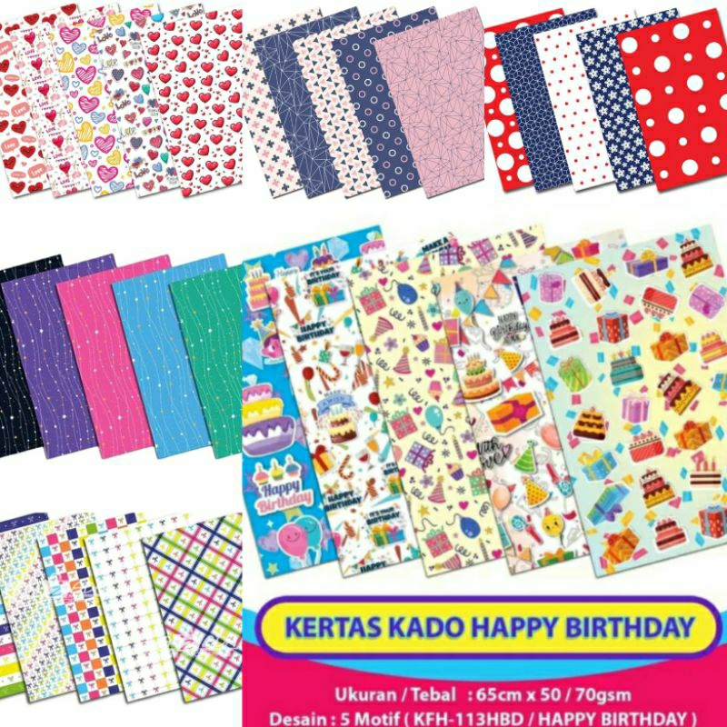 

[COD] Kertas Kado Tebal Aneka Motif Sidu Glossy - BELI 10 dapat SELOTIP