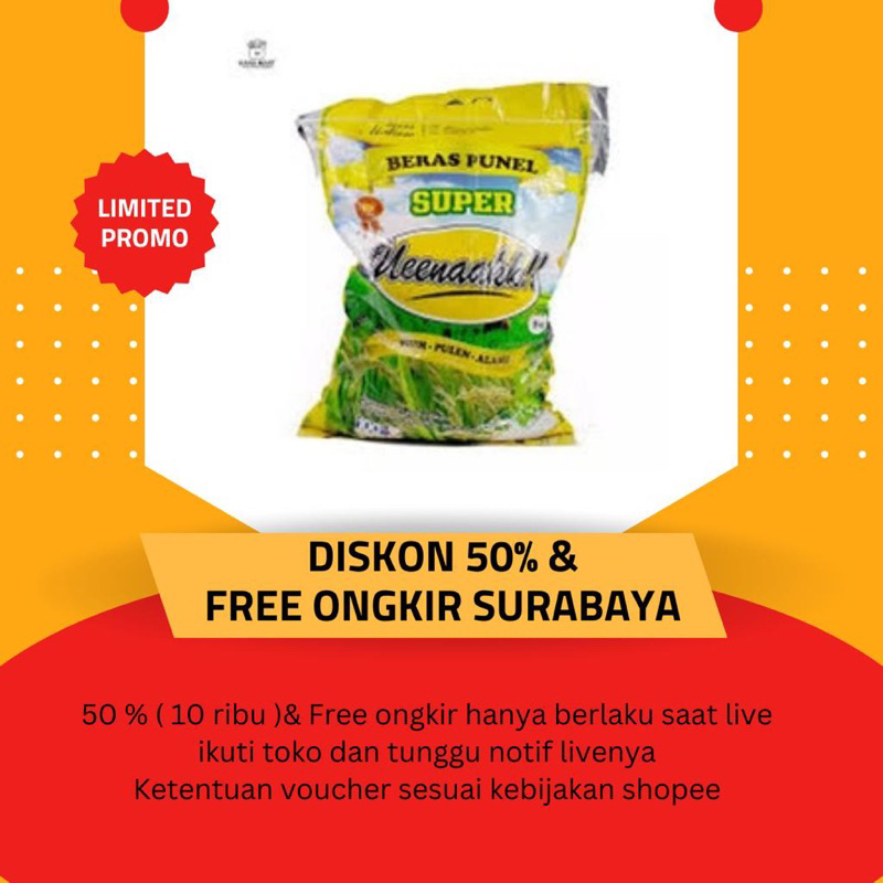 

[ DISKON 50% + Free ongkir ] BERAS SUPER 2,5kg