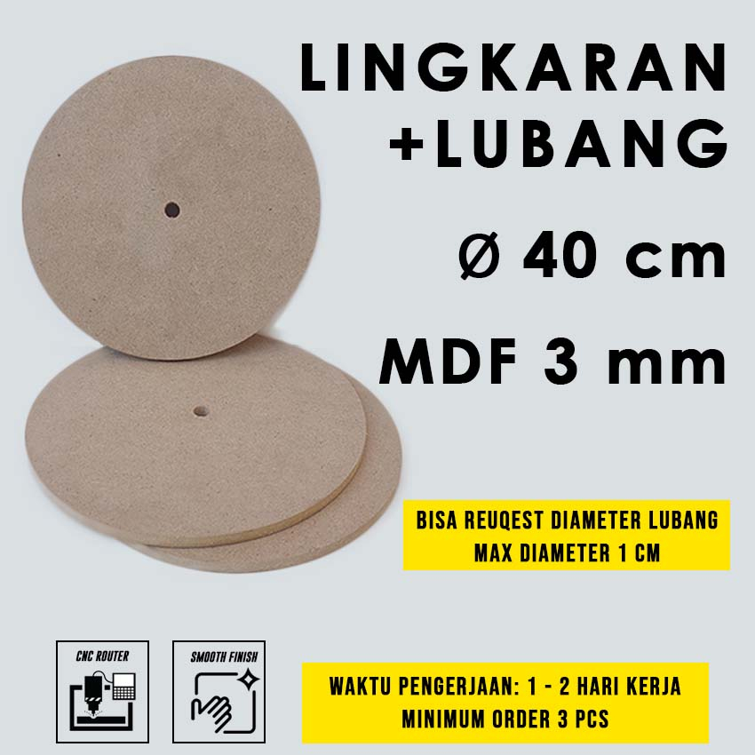 

Lingkaran 40 cm + lubang - MDF 3 mm - Papan kayu