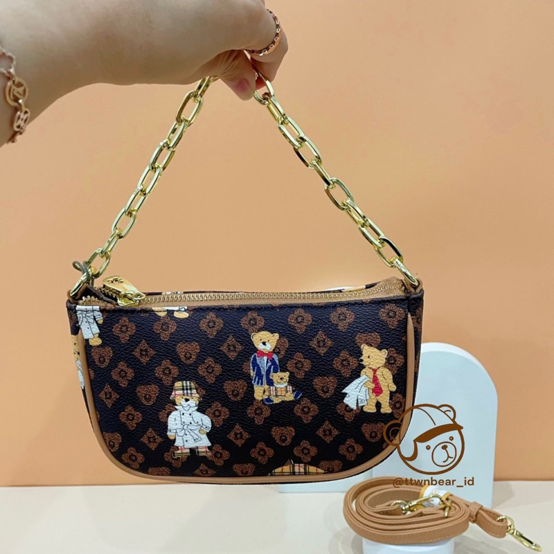 [ READY STOCK ] TAS TTWN BEAR BAG CHOCO GOLD