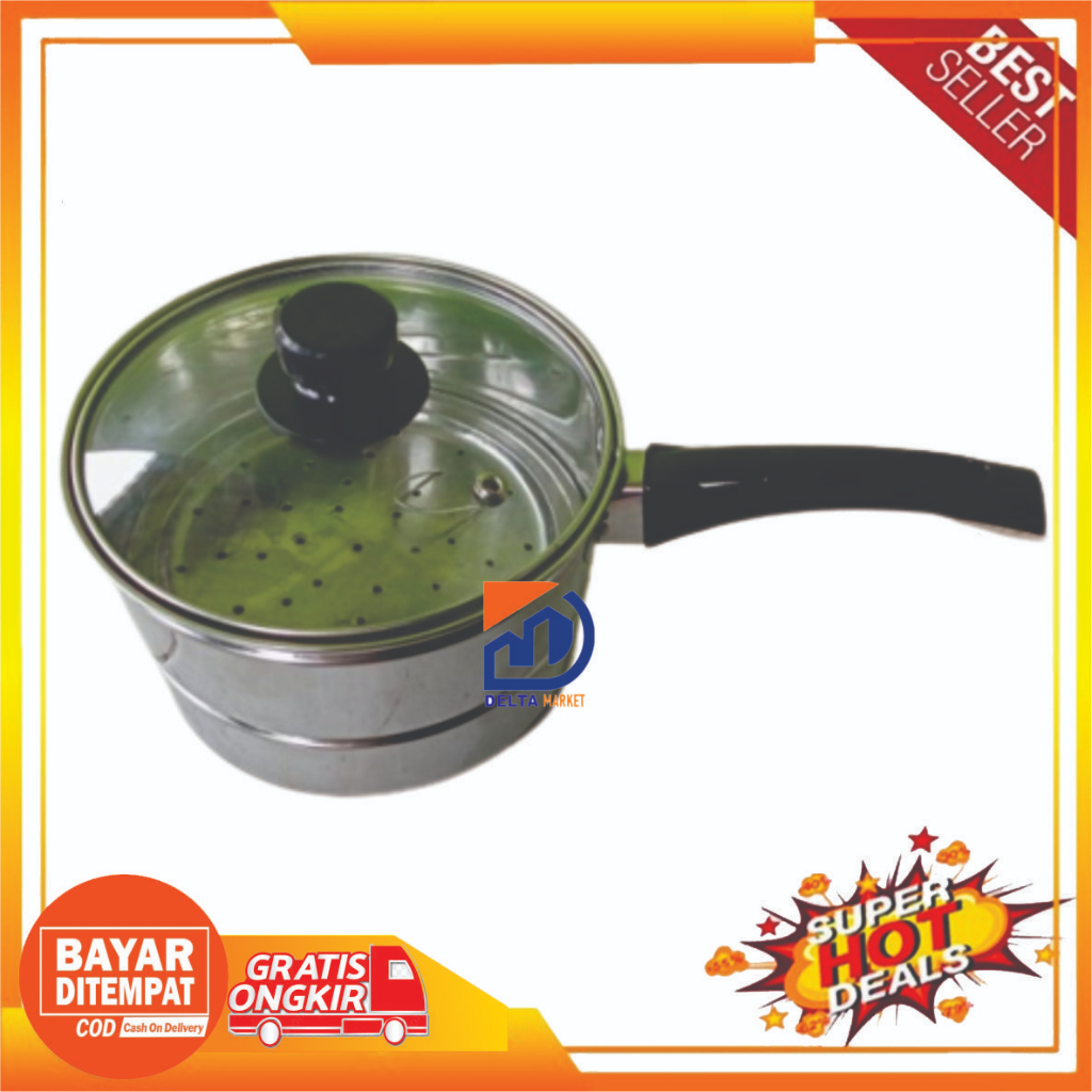 Panci kukusan/Steamer tutup kaca mini viral Termurah bahan Stainless steel