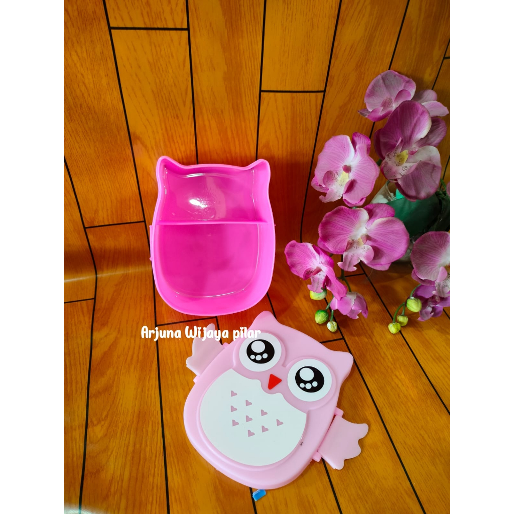 Lunch Box Owl 2 Sekat Kotak Makan Tempat Bekal Anak Burung Hantu FUKURO / Souvenir Ulang Tahun