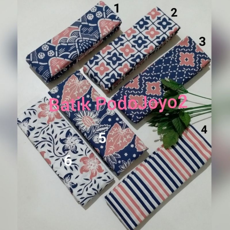 KAIN BATIK CAP AK 2 WARNA KAON BATIK HALUS WARNA NAVY KOMBINASI PEACH PINK