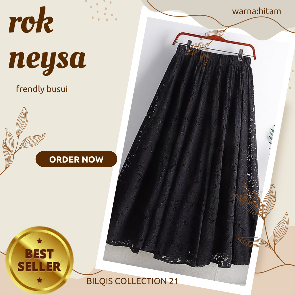 ROK PANJANG HITAM FASHION MUSLIMAH NEYSA LACE SKIRT