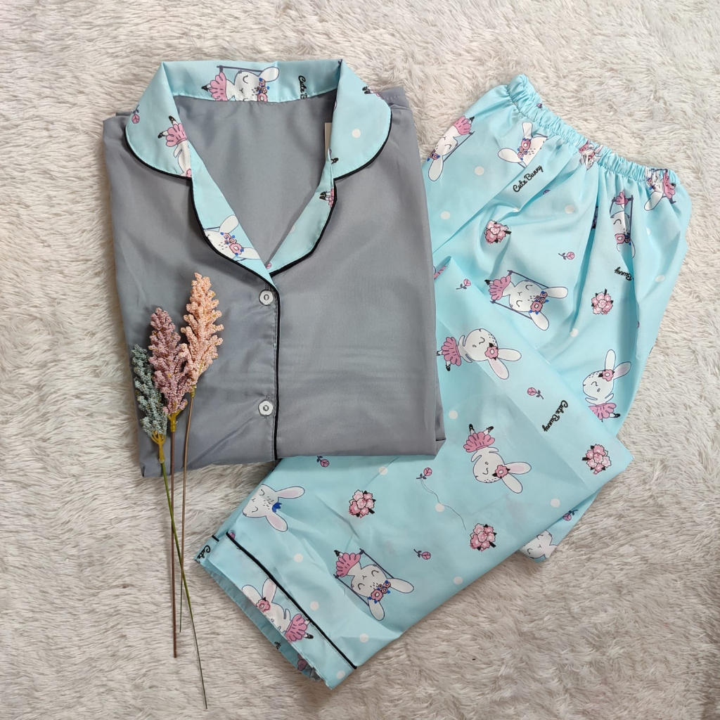 BAJU TIDUR / PIYAMA WANITA DEWASA XL (LD 110 CM), LENGAN PANJANG & CELANA PANJANG