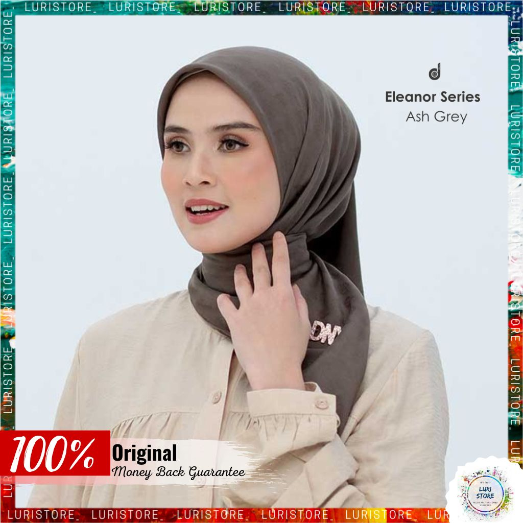 DEENAY POLOS ORI ELEANOR ASH GREY Kerudung Jilbab Hijab Voal Segi Empat Segiempat Terbaru Premium