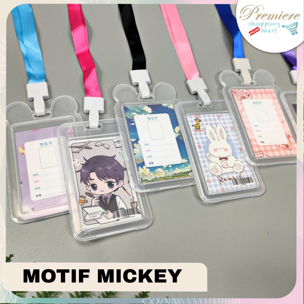 

Name Tag Id Card Holder Motif Transparan 2 Sisi / Lanyard Karakter / Gantungan Kartu Nama