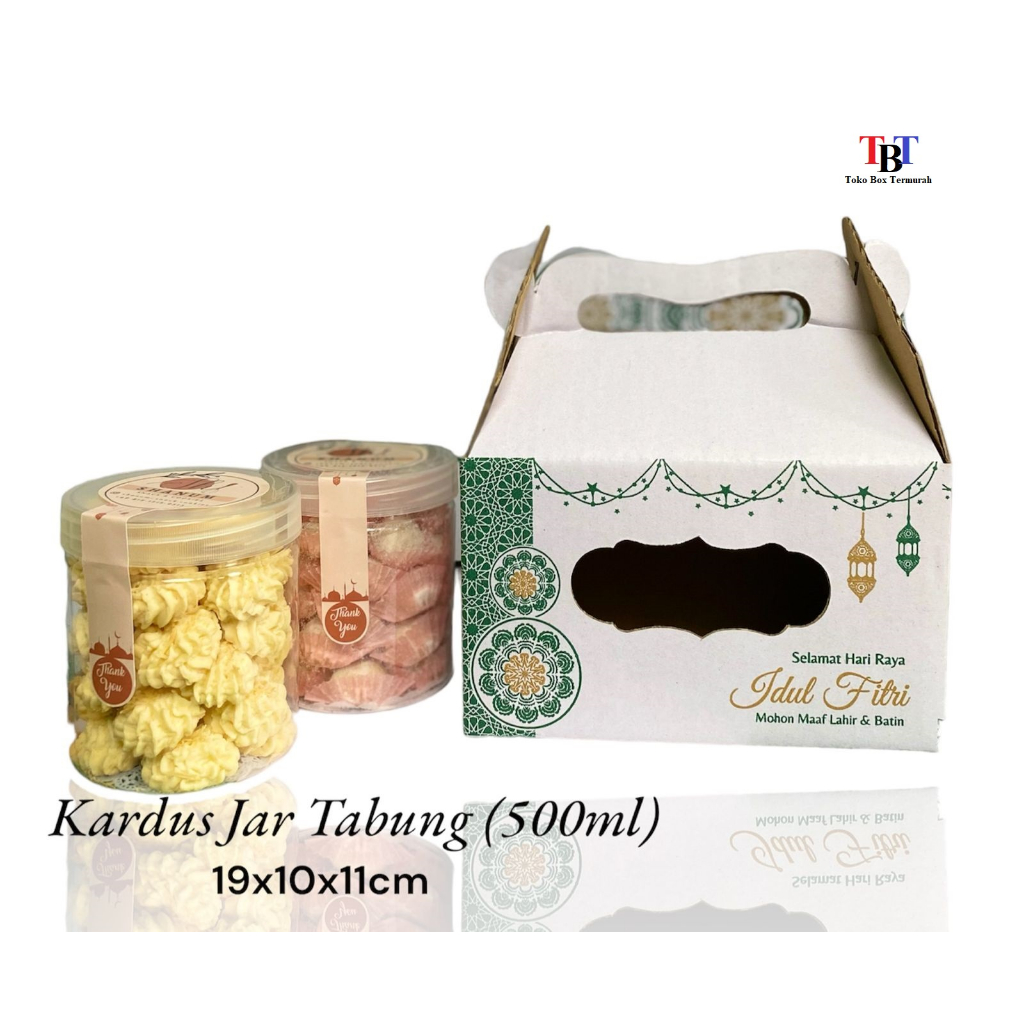 

Box 19x10x11 JAR 500 ml Isi 2 Toples Bulat Box/Kardus/packing/kemasan/Kue Kering/hampers/idul fitri/Iedmubarak/Jar250gr/jarbesar