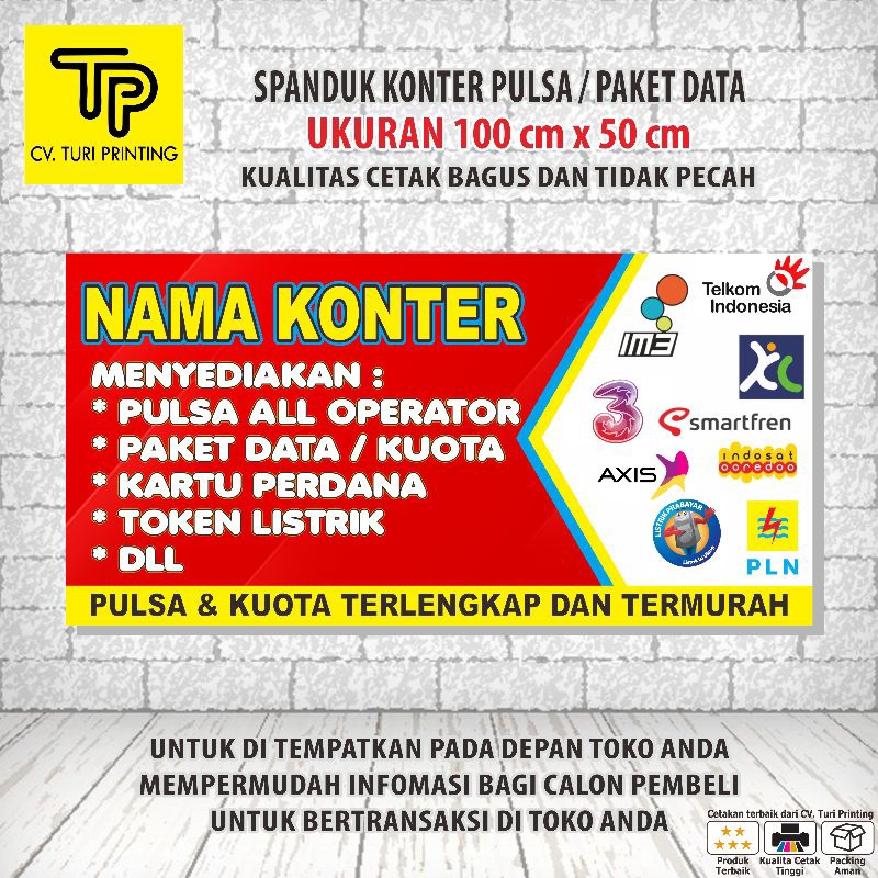 COD SPANDUK KONTER, TOKO SEMBAKO, GROSIR, SALON UK. 100 x 50 cm