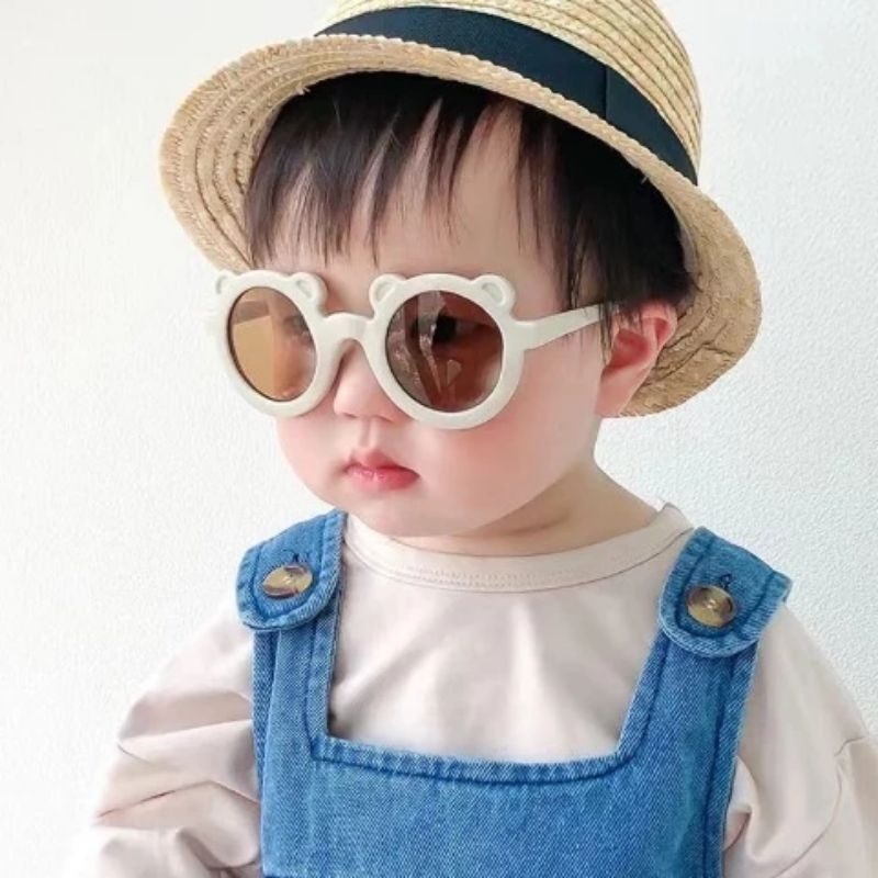Kacamata Anak Fashion Telinga Beruang Bulat Kaca Mata Bayi Baby Bear Sunglasses Import Lucu Laki-lak