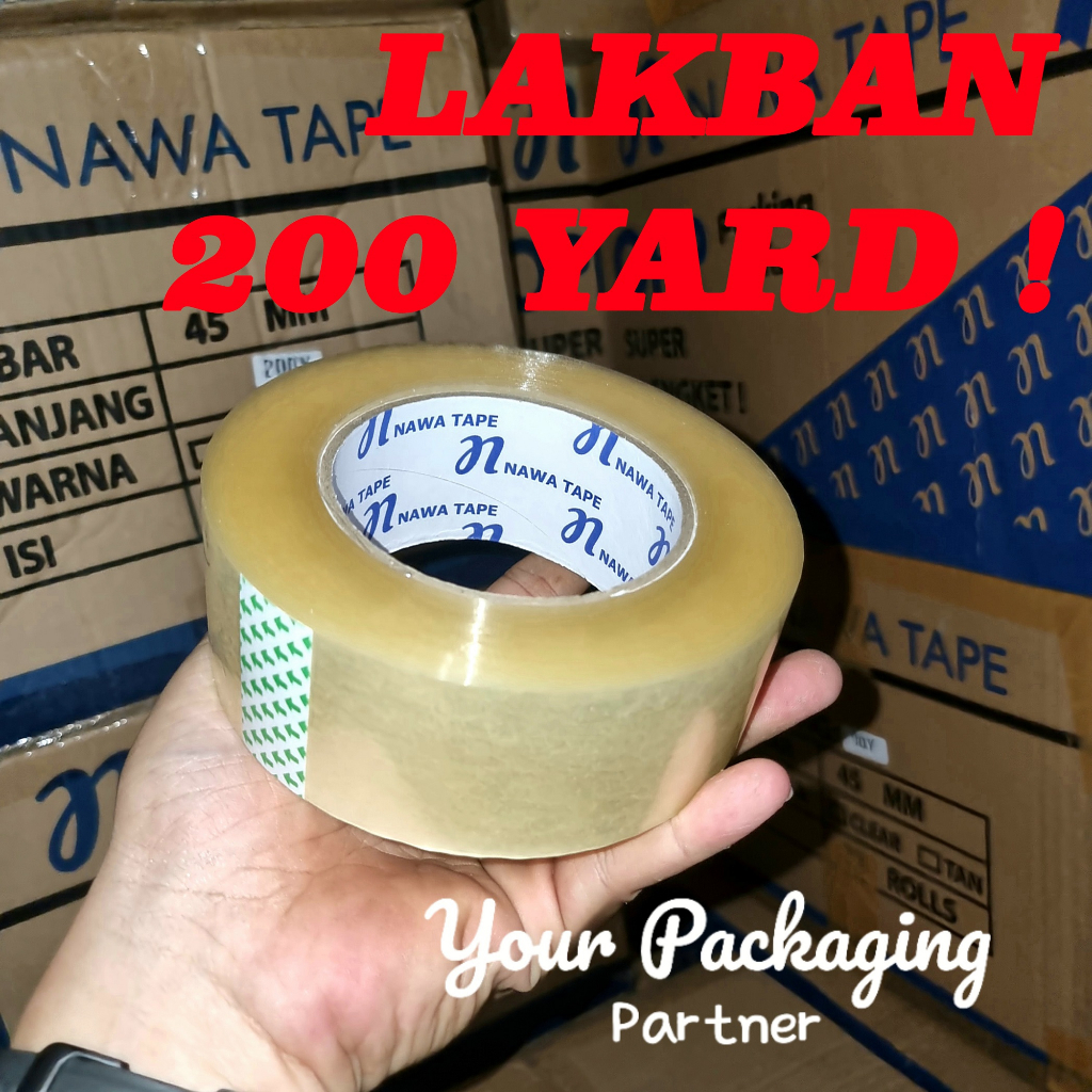 

Lakban Nawa 200 Yard OPP Tape Bening / Coklat 45mm 200 Yard Ekonomis Murah / Isolasi Besar