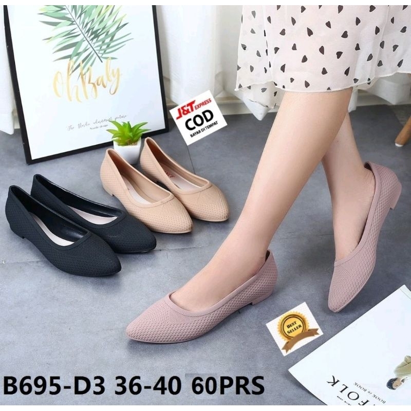ALANA- Sepatu Jelly Flat Karet Wanita Teplek Tanpa Hak 695 Import