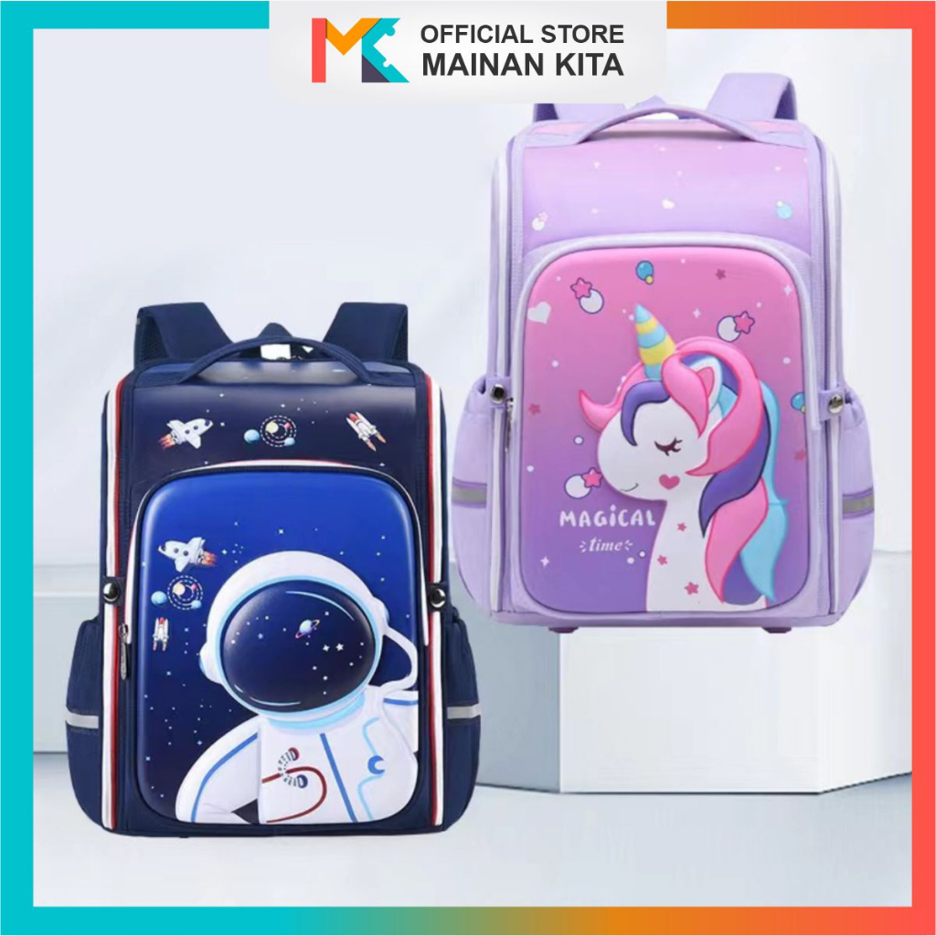 MK507 Tas Sekolah Ransel Anak Motif Kartun Timbul Lucu Unik Cute  3 Dimensi / Tas Impor Tas Unicorn 