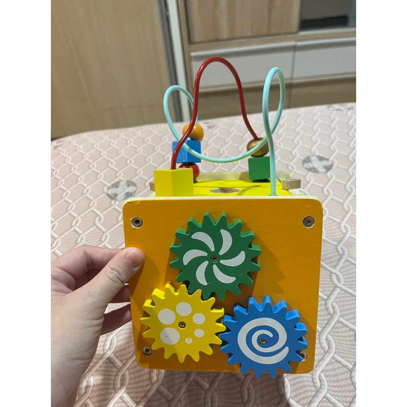 wooden activity cube preloved