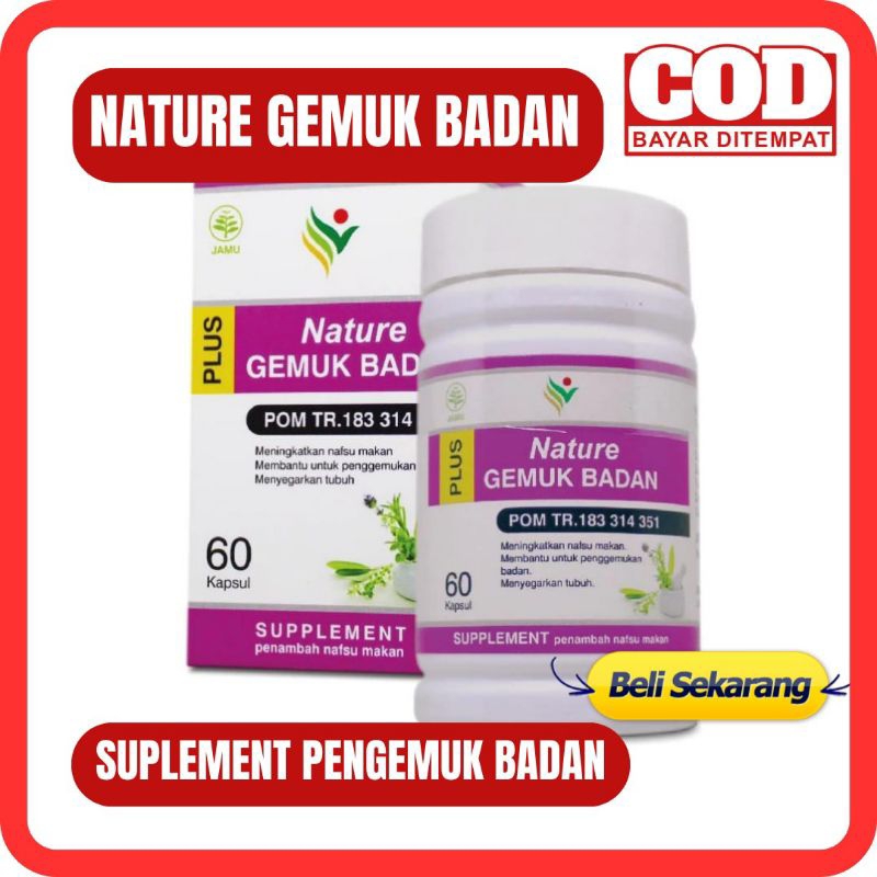 NATURE GEMUK BADAN Isi 60 - NATURE GEMUK BADAN Suplemen Penggemuk Badan Obat Herbal GEMUK BADAN Izin