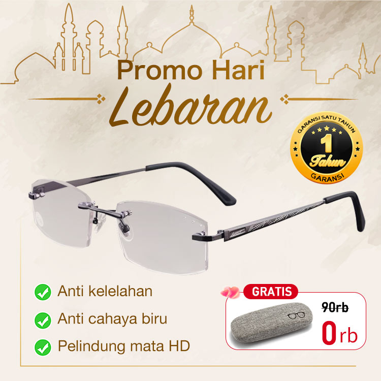 HW kacamata baca plus pria original kacamata superior rimless titanium frameless
