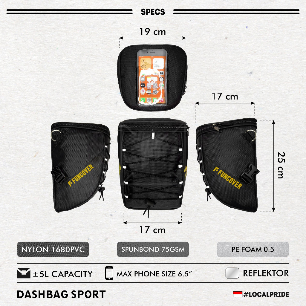 Tas Motor Stand phone Holder HP Dashbag Tankbag Kapasitas besar Selempang Waterproof Nmax