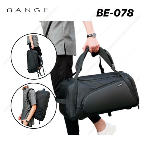 Jual BANGE - TAS TRAVEL SPORT GYM BAG PRIA WANITA DUFFLE MULTIFUNGSI BE-078 - BLACK Diskon