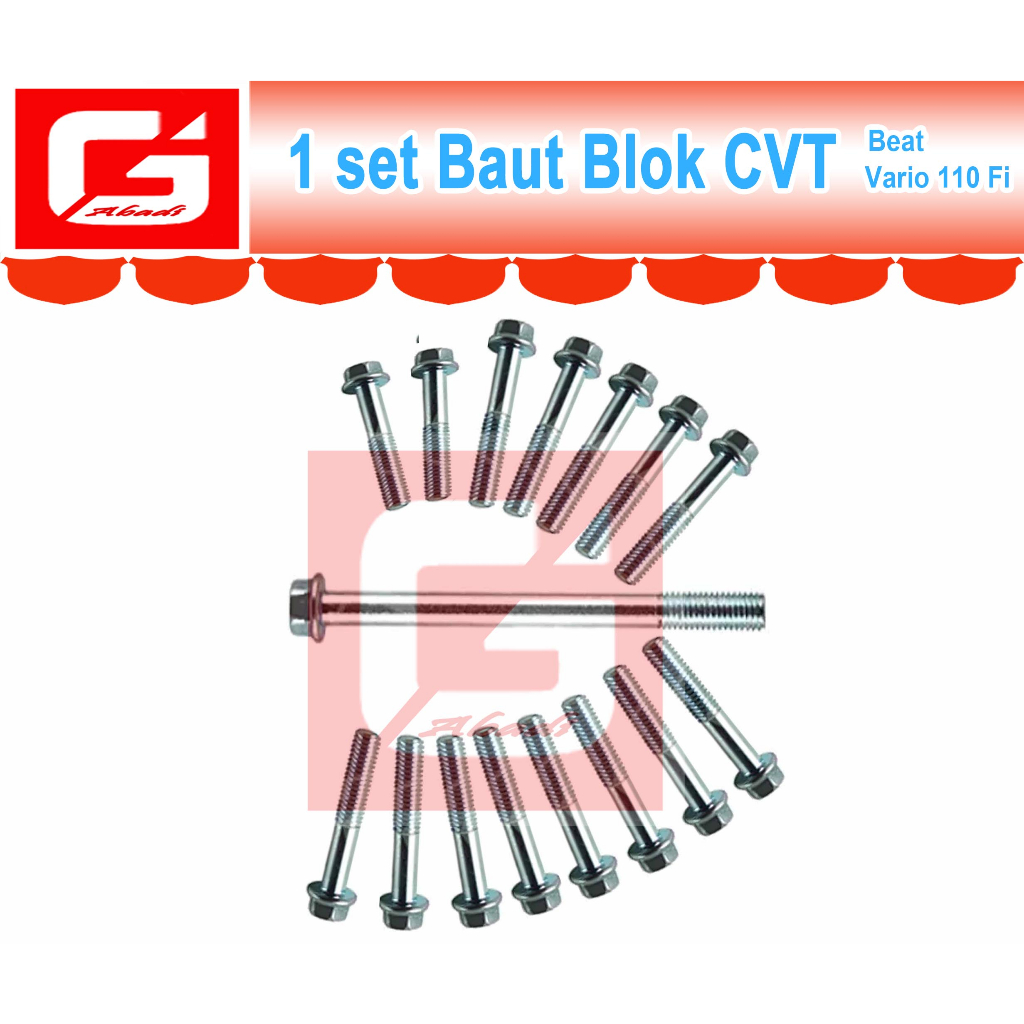 1 SET Baut Blok CVT Crankes Honda Beat Vario Scoopy Spacy 110 Karbu FI
